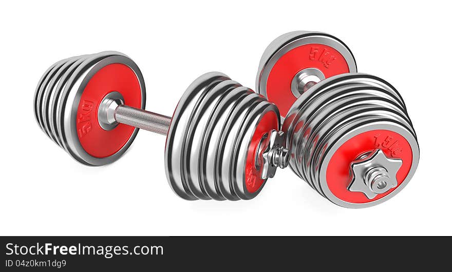 Iron Dumbbells Weight On White Background. 3d