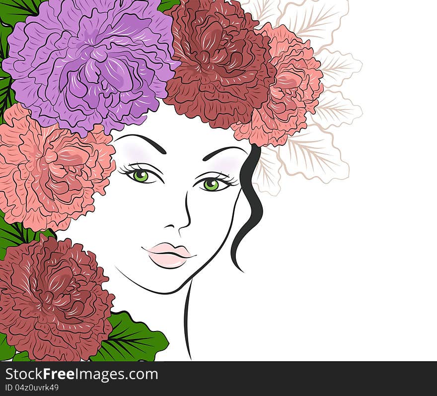 Romantic girl with floral hair