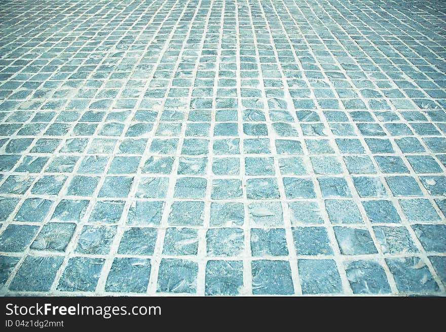 Blue tiles cement on ground