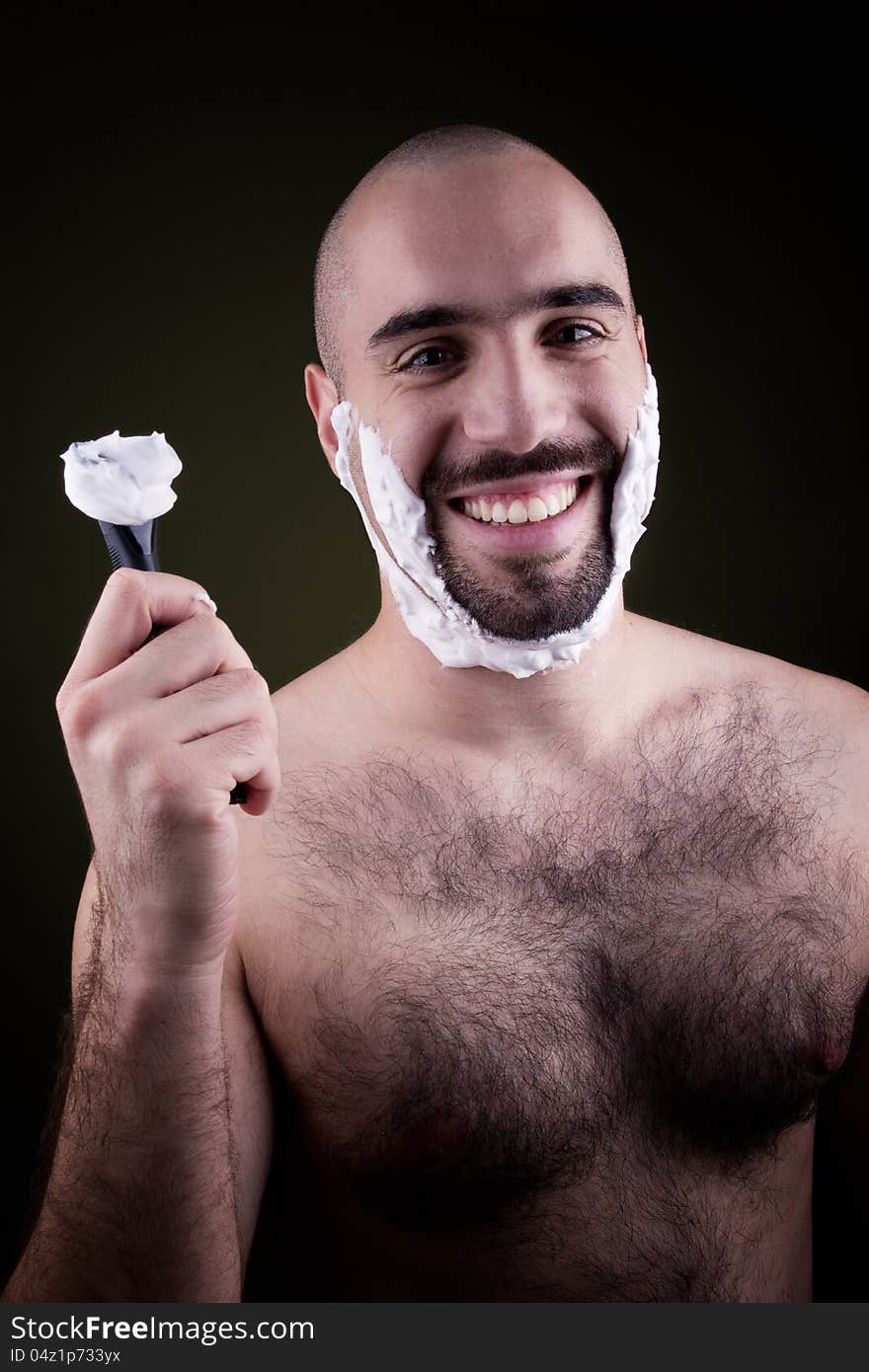 Portrait Of Handsome Shaving Man