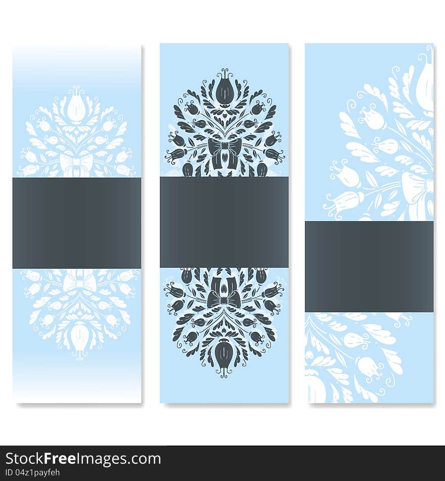 Vector blue banners with flowers