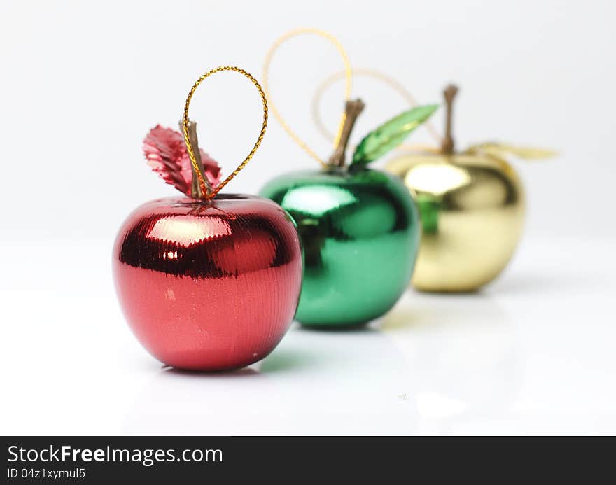 Colorful Apple balls for decoration celebration on white background