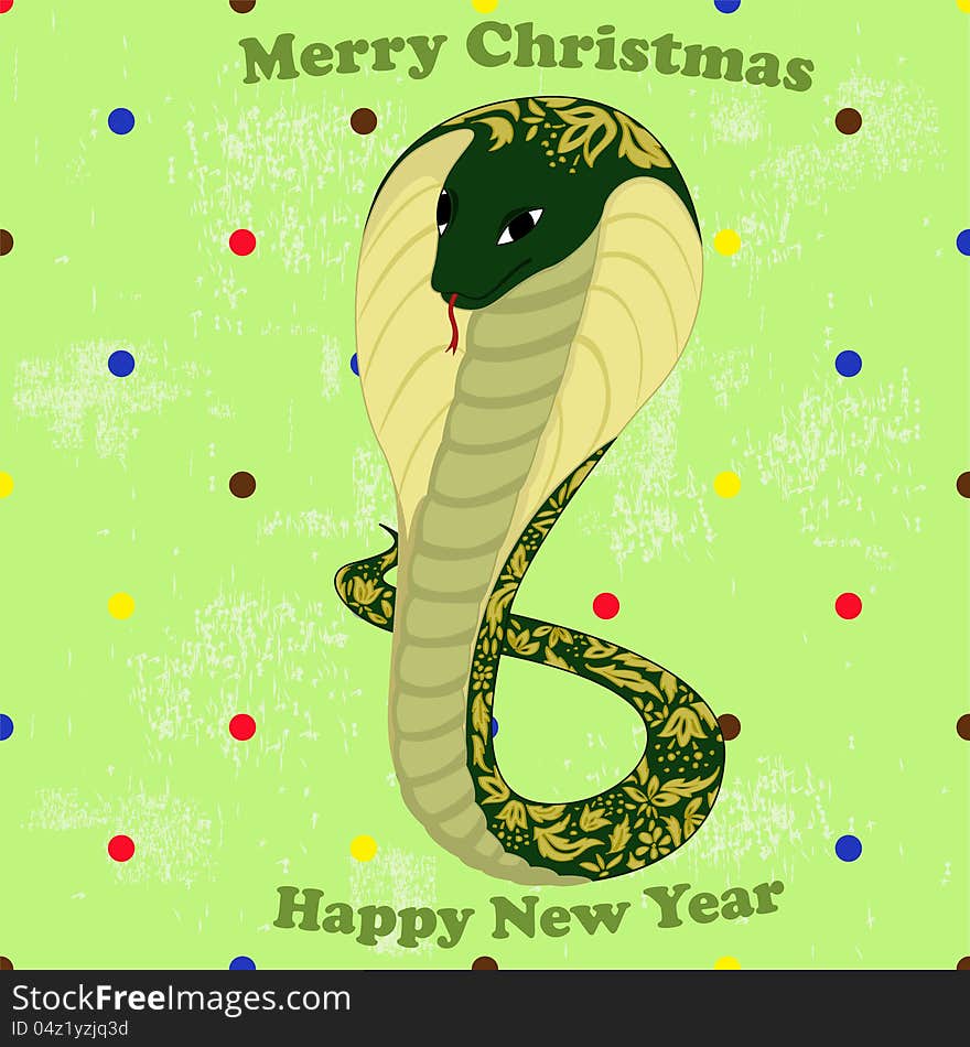 Green snake with floral pattern