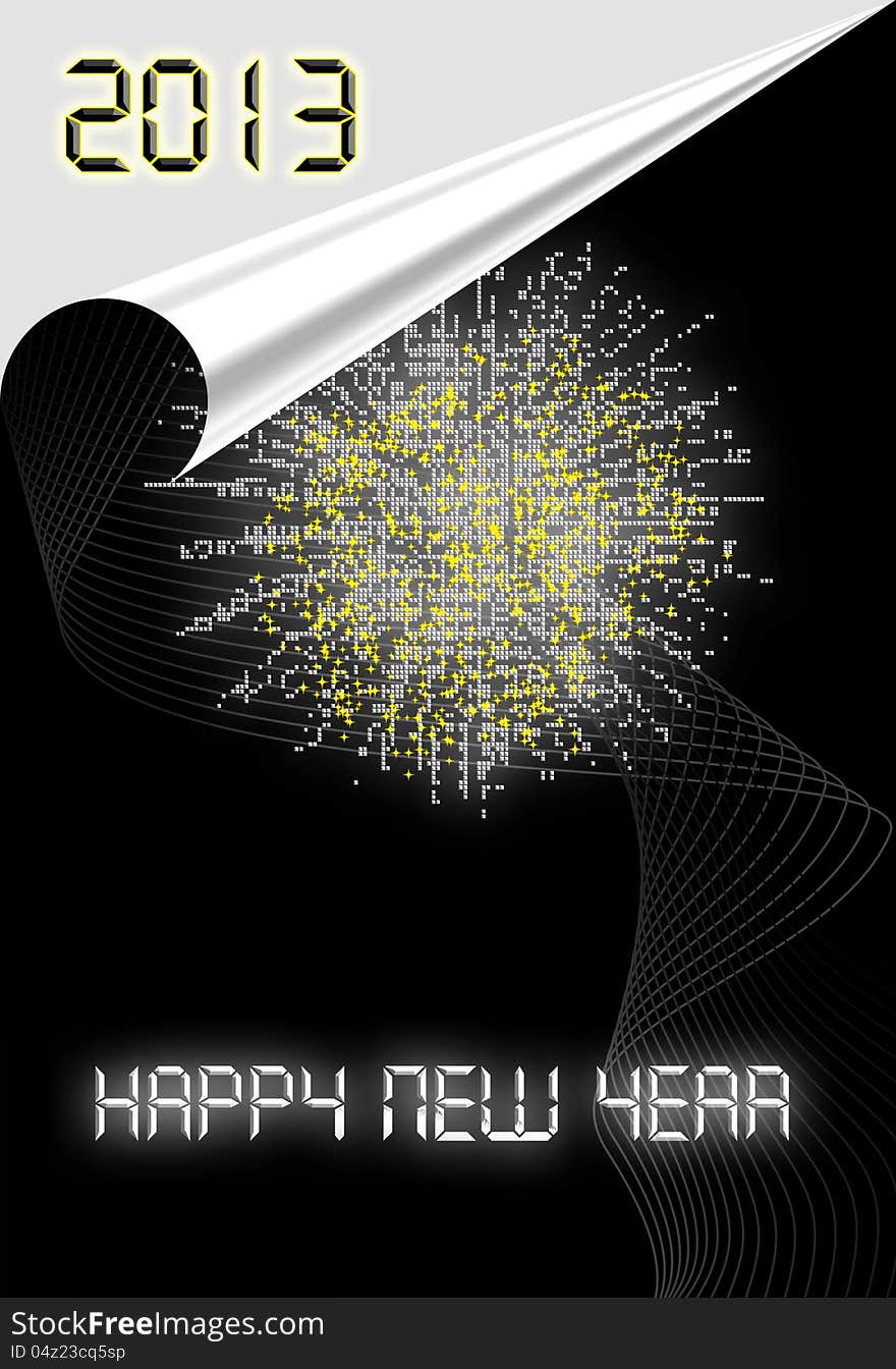 Happy new year 2013 card with curled corner