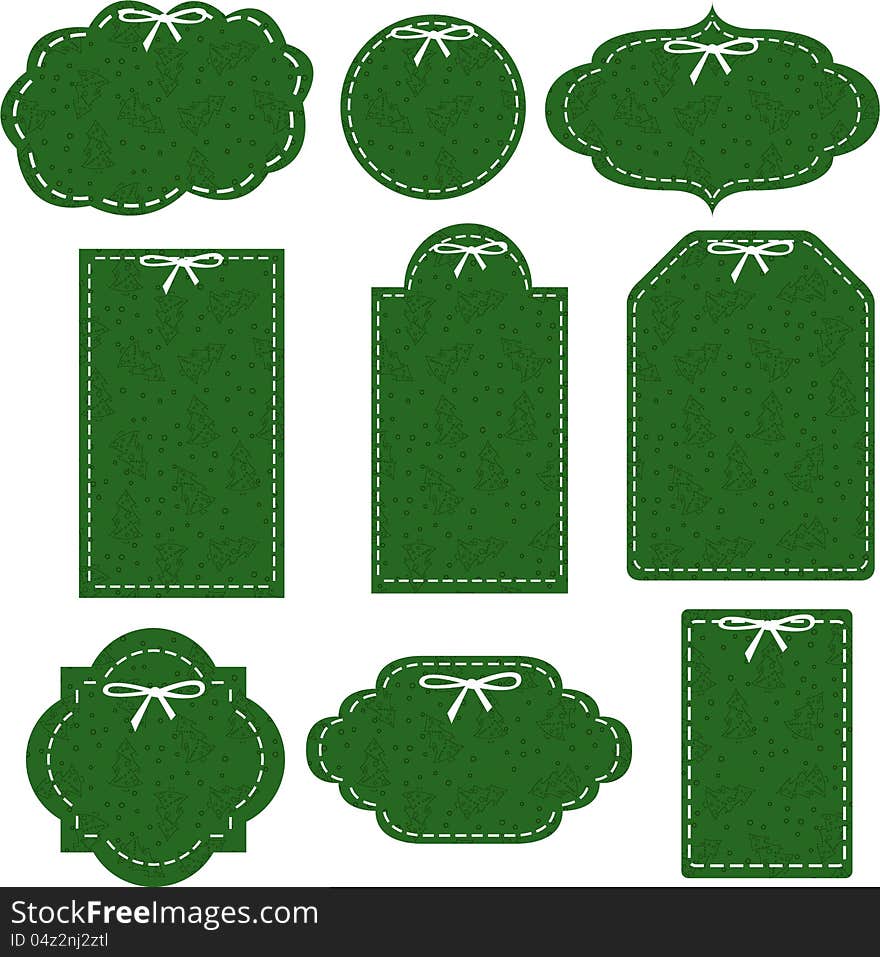 Vector set of green tags