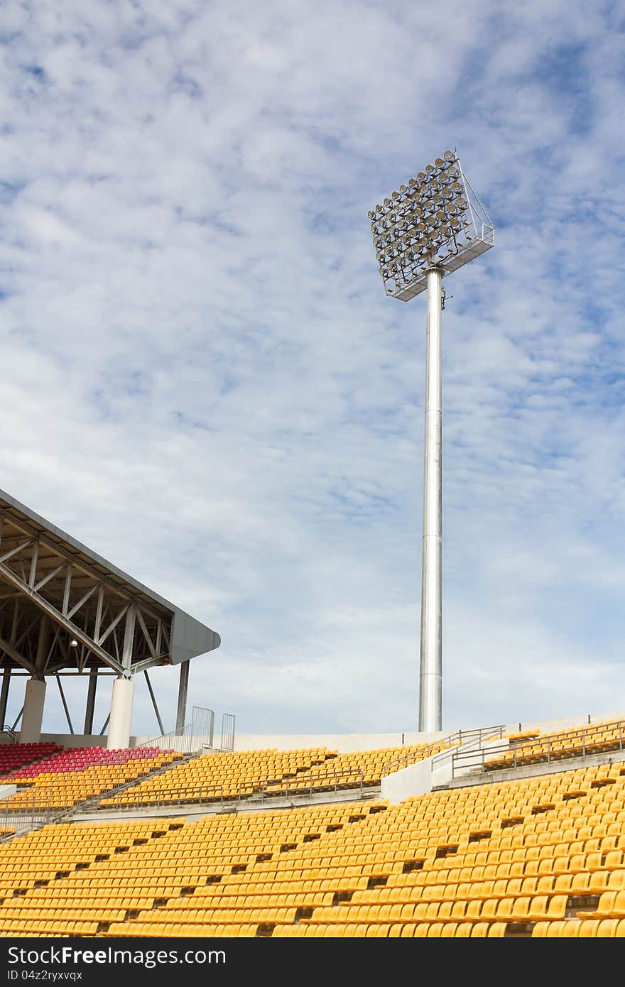 The Stadium Spot-light tower over Blue Sky