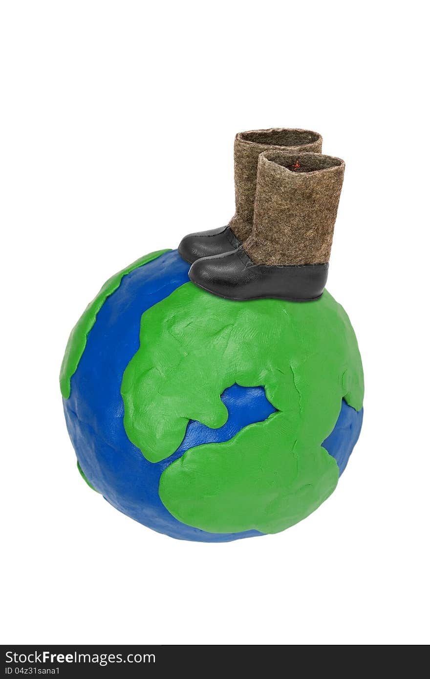 Plasticine Globe and felt boots