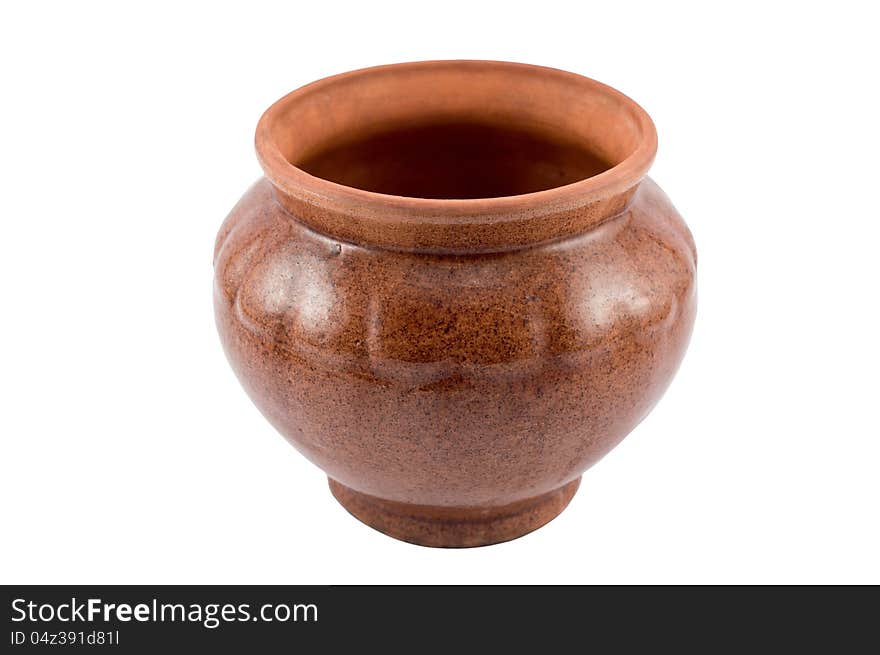 Empty brown clay pot