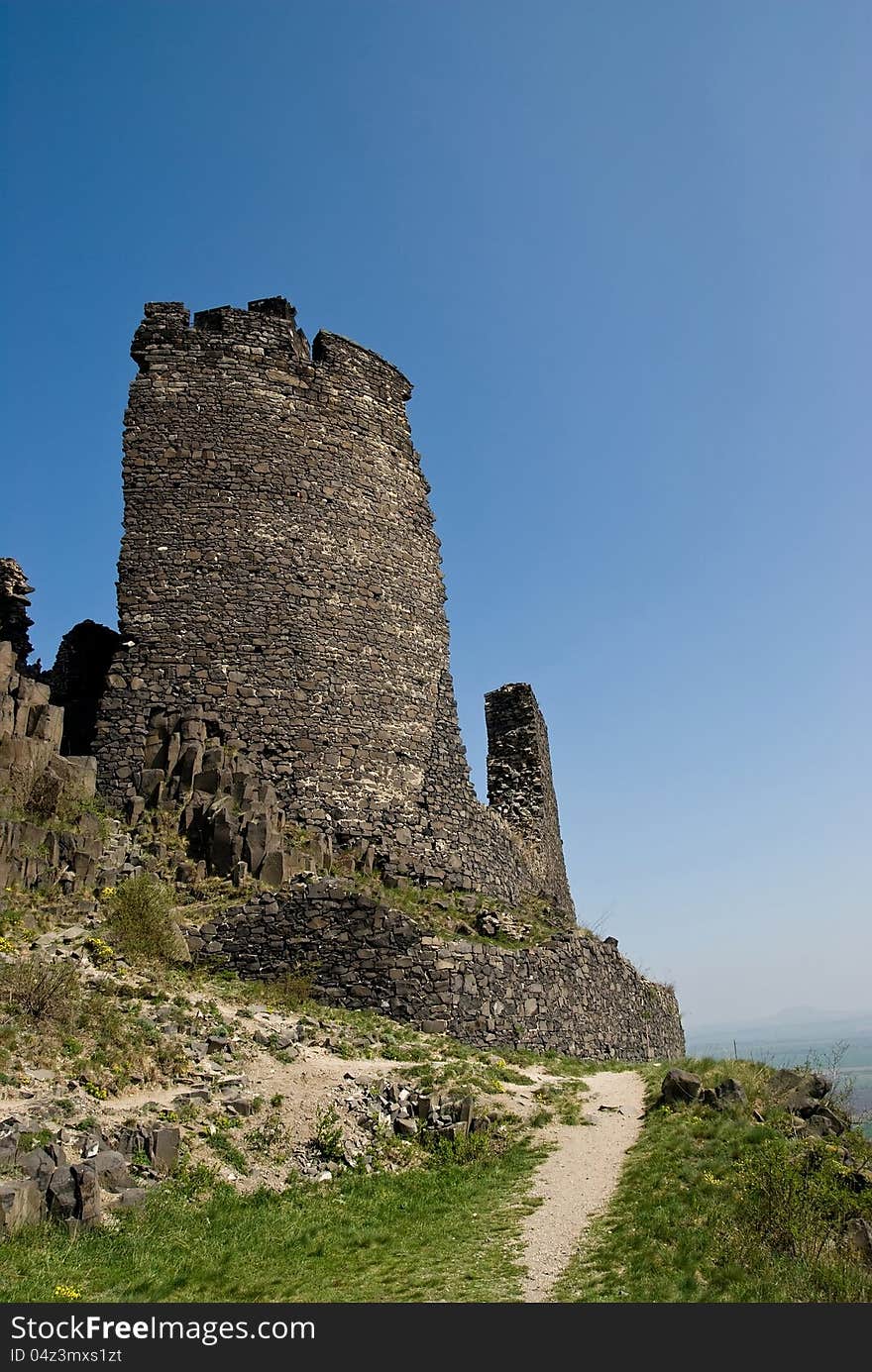 Stone tower of old castle. Stone tower of old castle