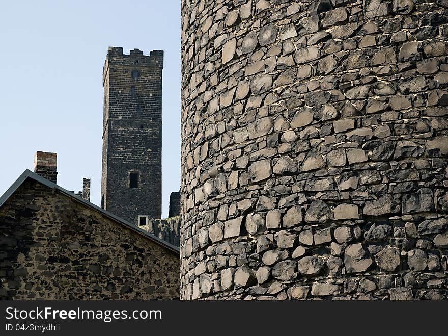 Stone towers of old castle. Stone towers of old castle