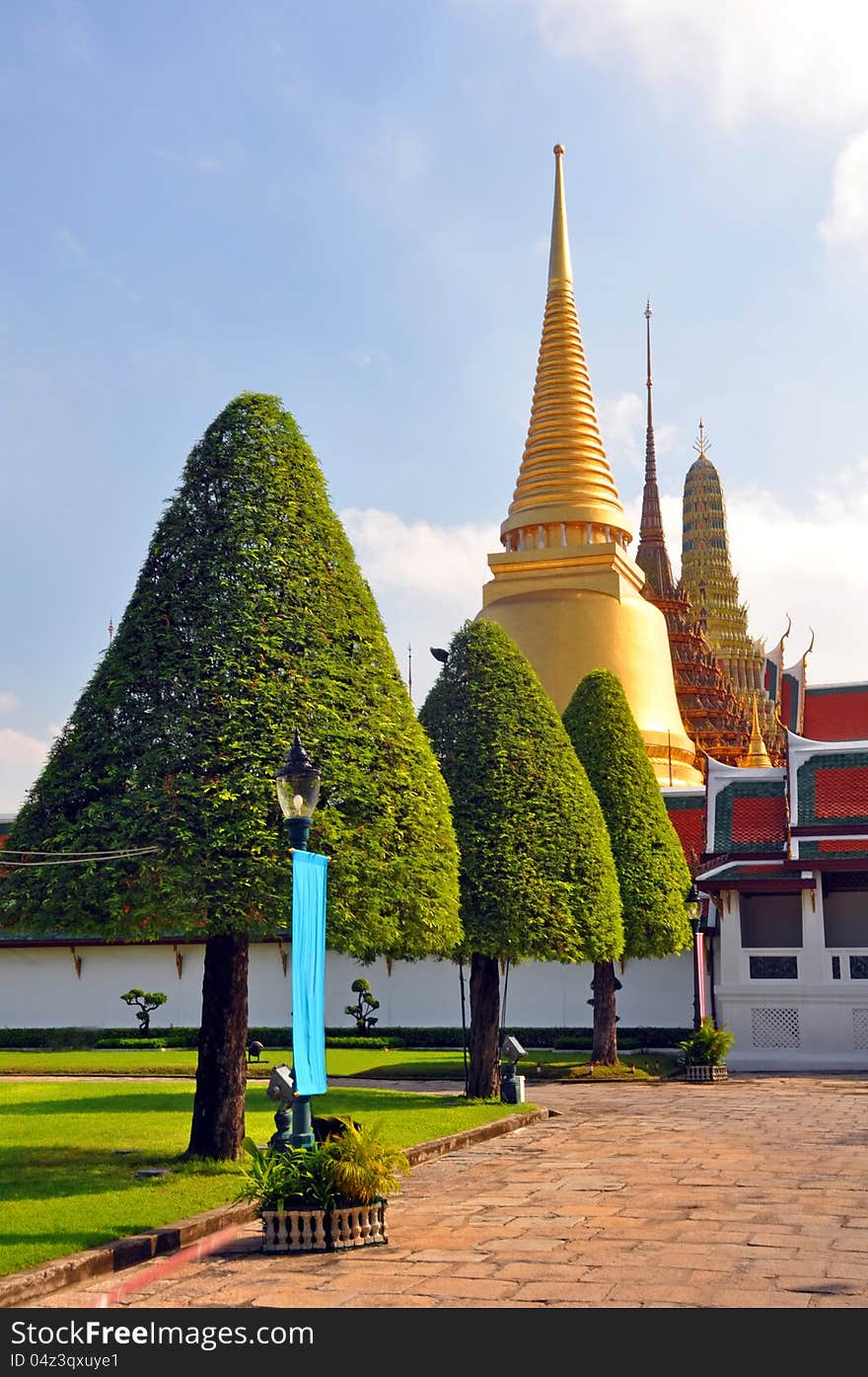 Golden Temple Dome & Spire At The Grand Palace.