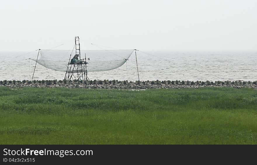 The fishing net at the seaside