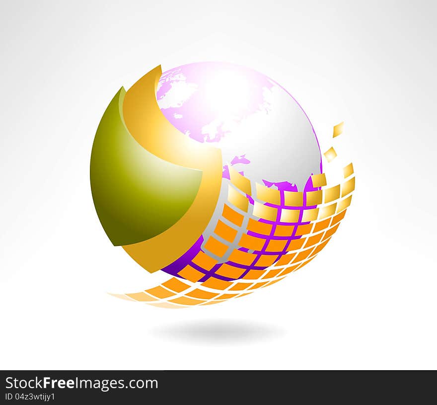 Golden globe icon concept background. Golden globe icon concept background