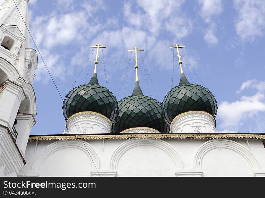 Orthodox church domes in Yaroslavl, Russia