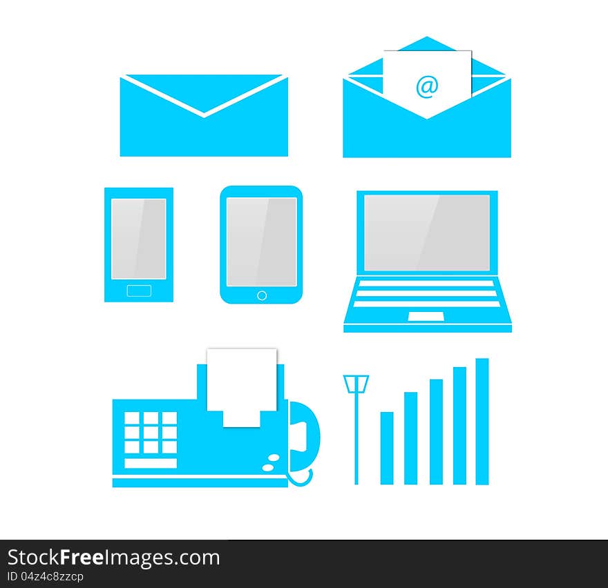 Telecom & Computer soft blue icon graphic vector for use in artwork