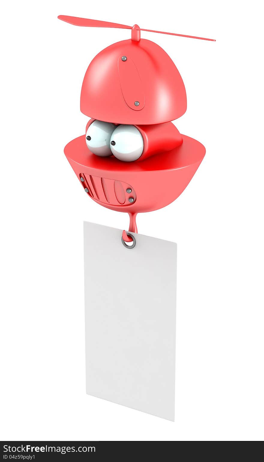 Cartoon flying character with blank banner