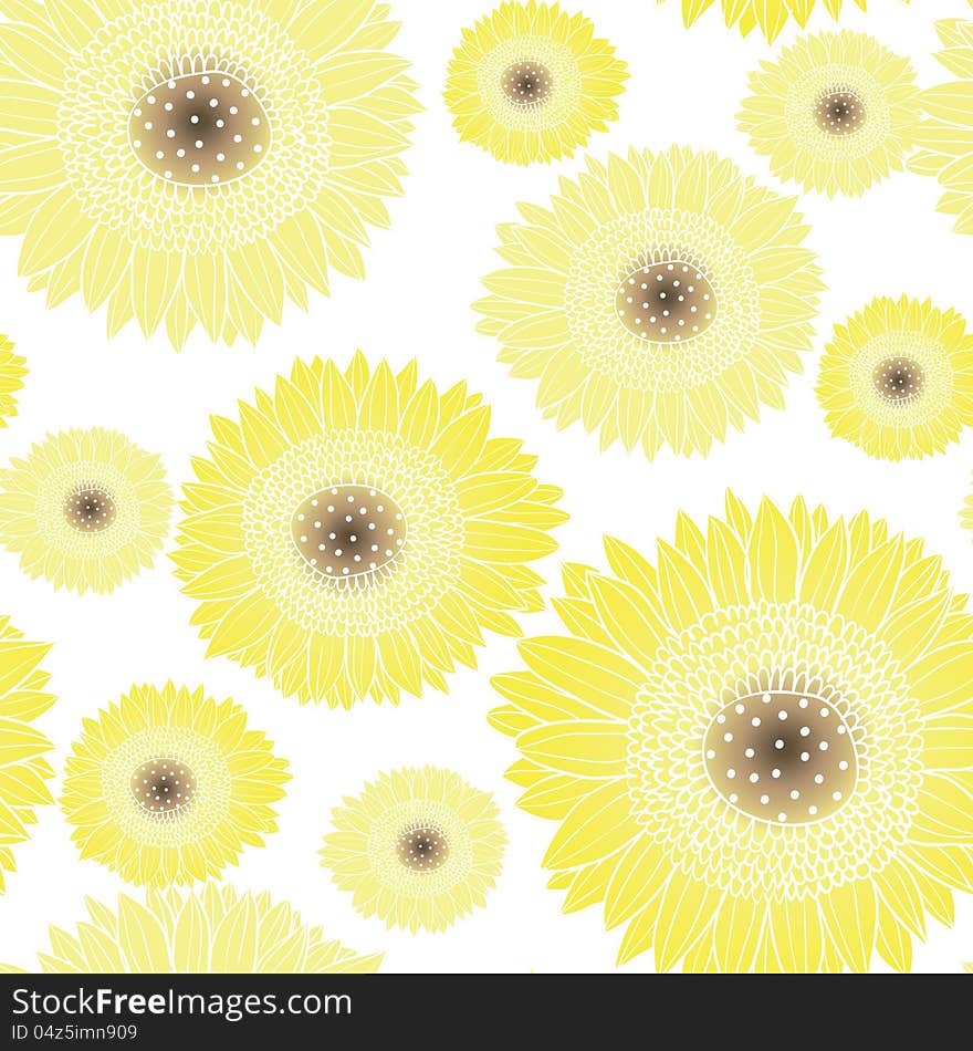 Vector seamless background with flowers and hearts. Vector seamless background with flowers and hearts