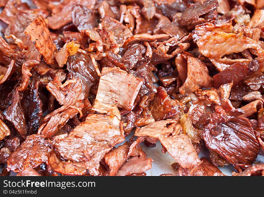 The appetizied fried pork sell in Bangkok.