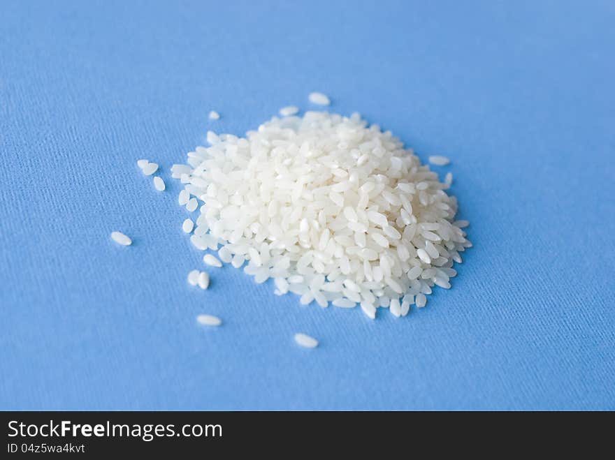 Rice on blue background