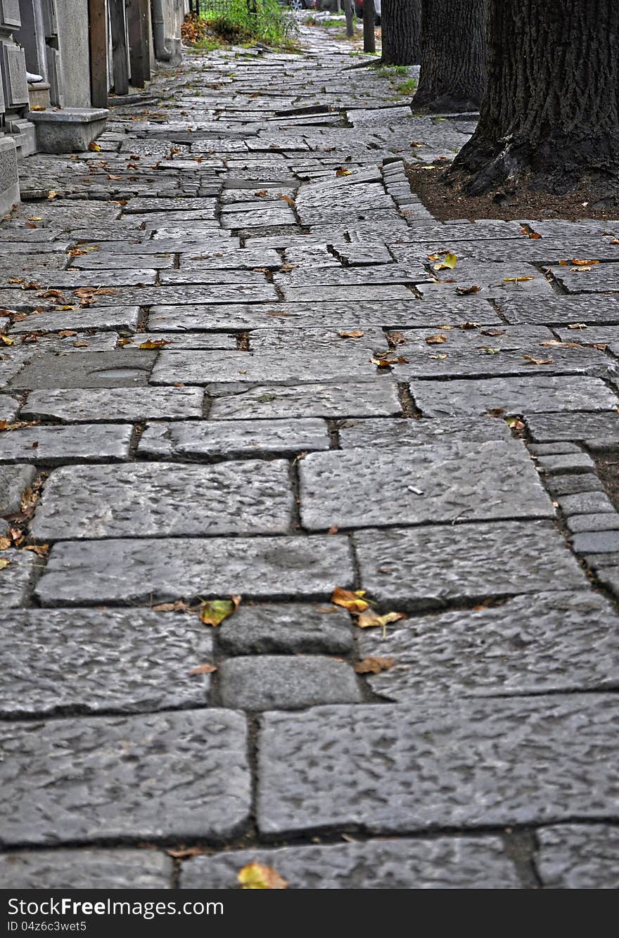 Empty,old,stone street in downtown of Belgrade. Empty,old,stone street in downtown of Belgrade