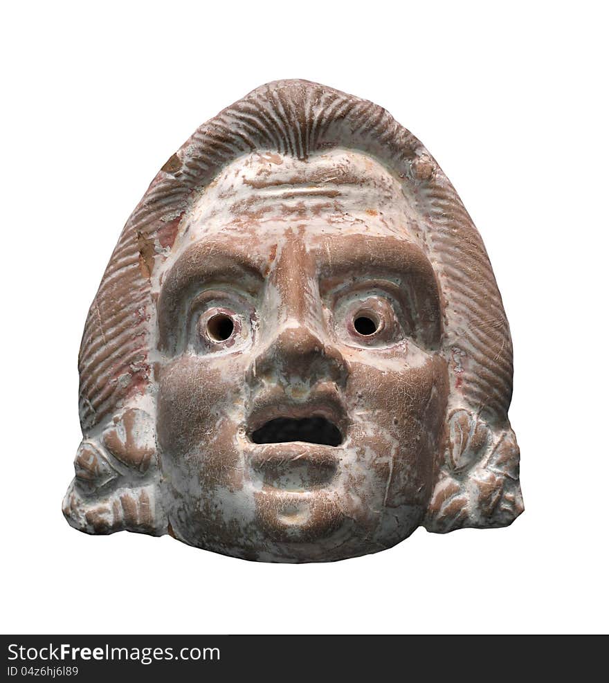 Small bust of Greek man isolated.