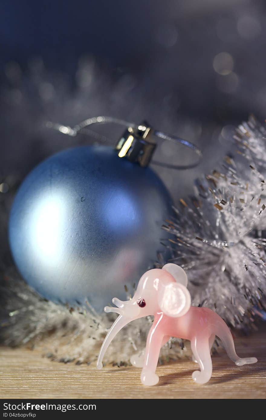 Image of a pink christmas elephant. Image of a pink christmas elephant