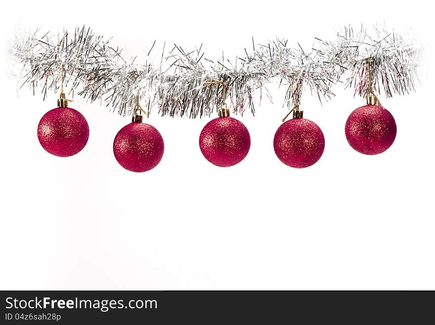 Series of isolated red christmas ball on white background. Series of isolated red christmas ball on white background