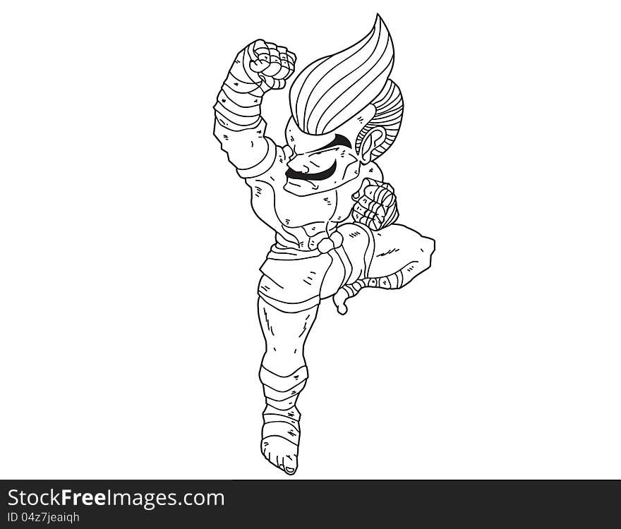 Muay Thai Boran : character cartoon 10 (uppercut)