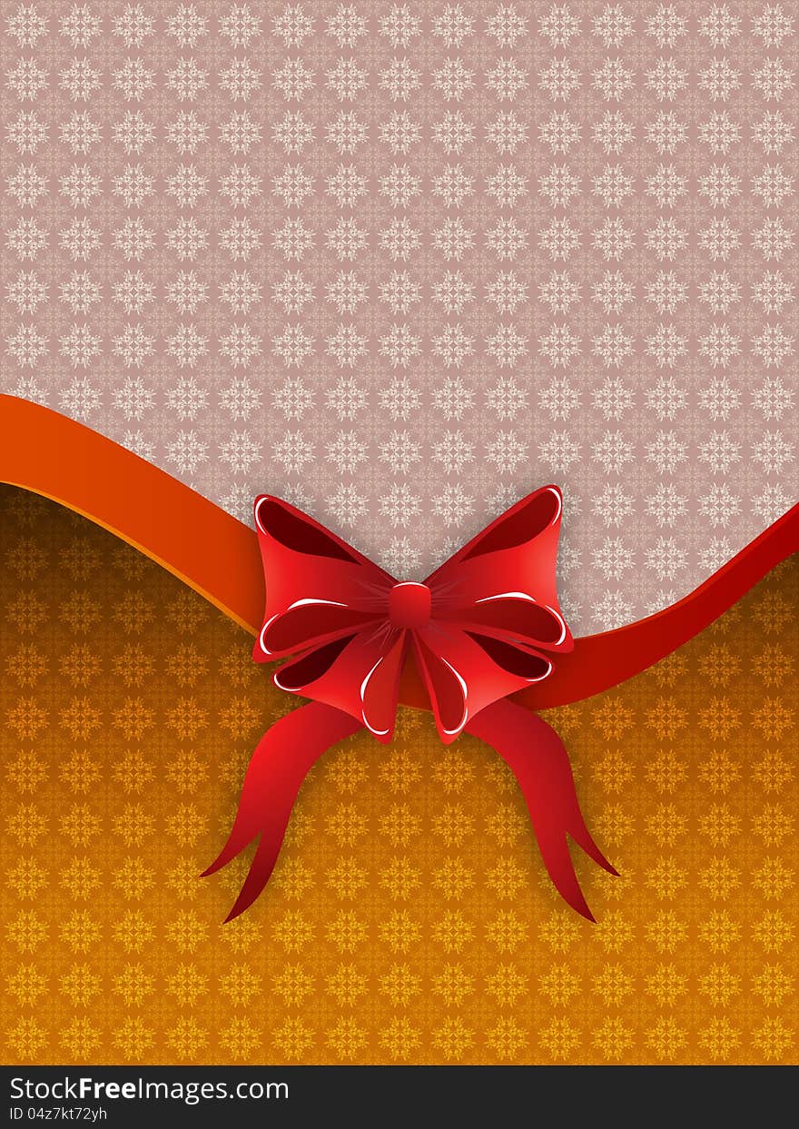 Illustration of holiday pattern background with red bow. Illustration of holiday pattern background with red bow.