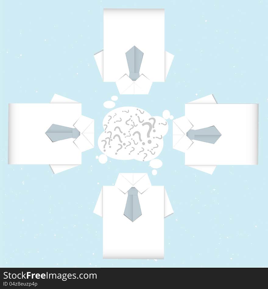 Brainstorm shirt origami on blue background