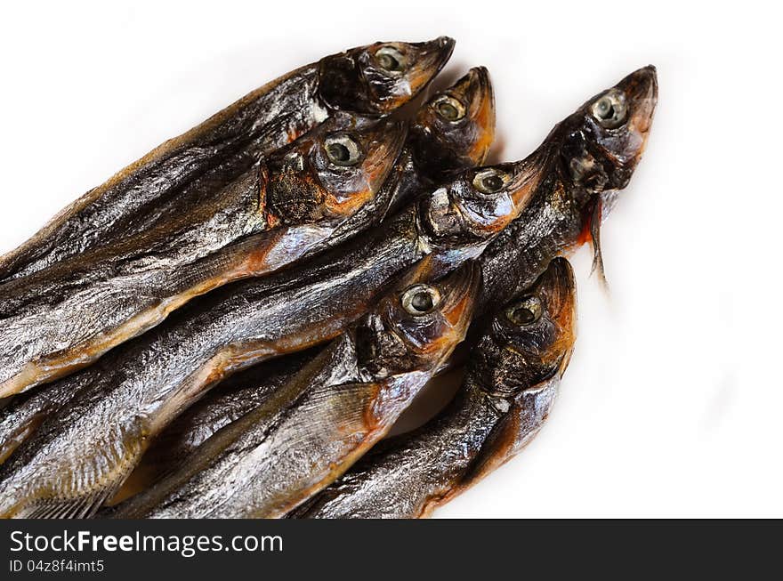 Dried fish on a white background. Dried fish on a white background