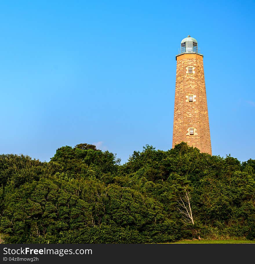 The old Cape Henry Lighthouse located on Fort Story in Virginia Beach, Virginia. Captured in the early morning.