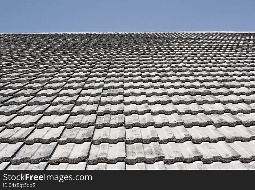 Roof tile landscape view against blue sky