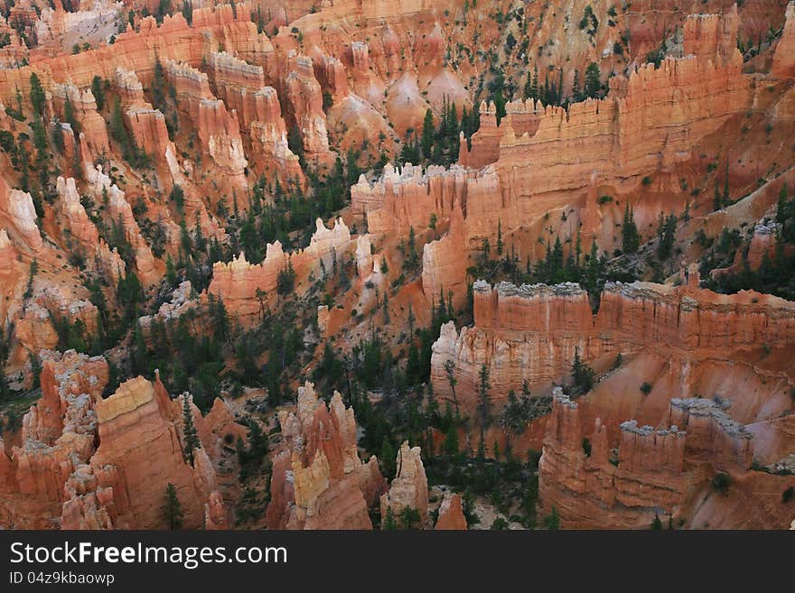 Great spires carved away by erosion in Bryce Canyon National Park, Utah, USA.