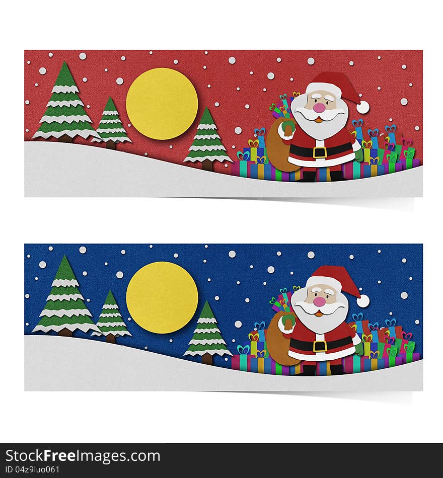 Santa claus recycled paper craft background. Santa claus recycled paper craft background.