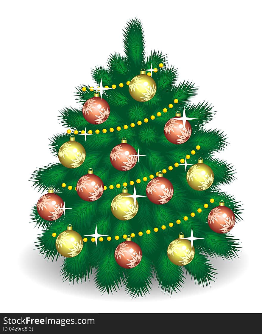 Vector fir-tree with decorations