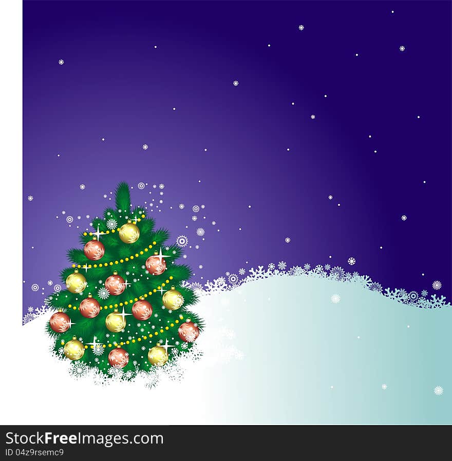 Vector fir-tree  with decorations. Vector fir-tree  with decorations