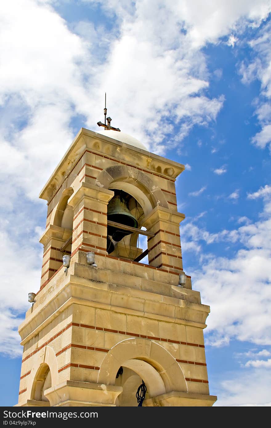 The belltower of the Chapel of St. George on Mount Lycabettus in Athens, Greece