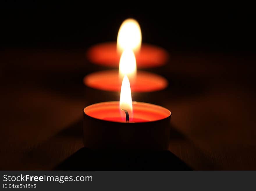 Red Candles On Dark Background