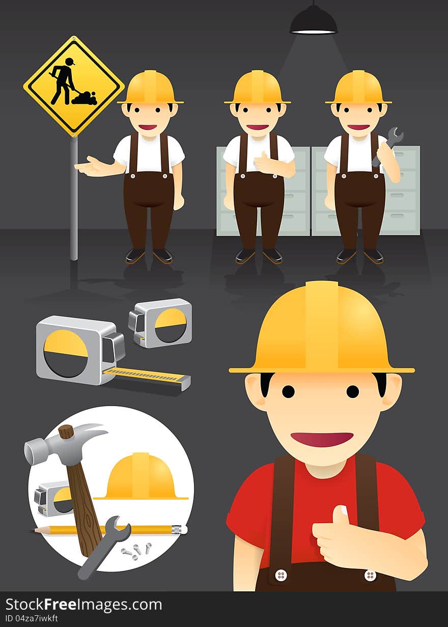 Vector characters.worker job set. Vector characters.worker job set