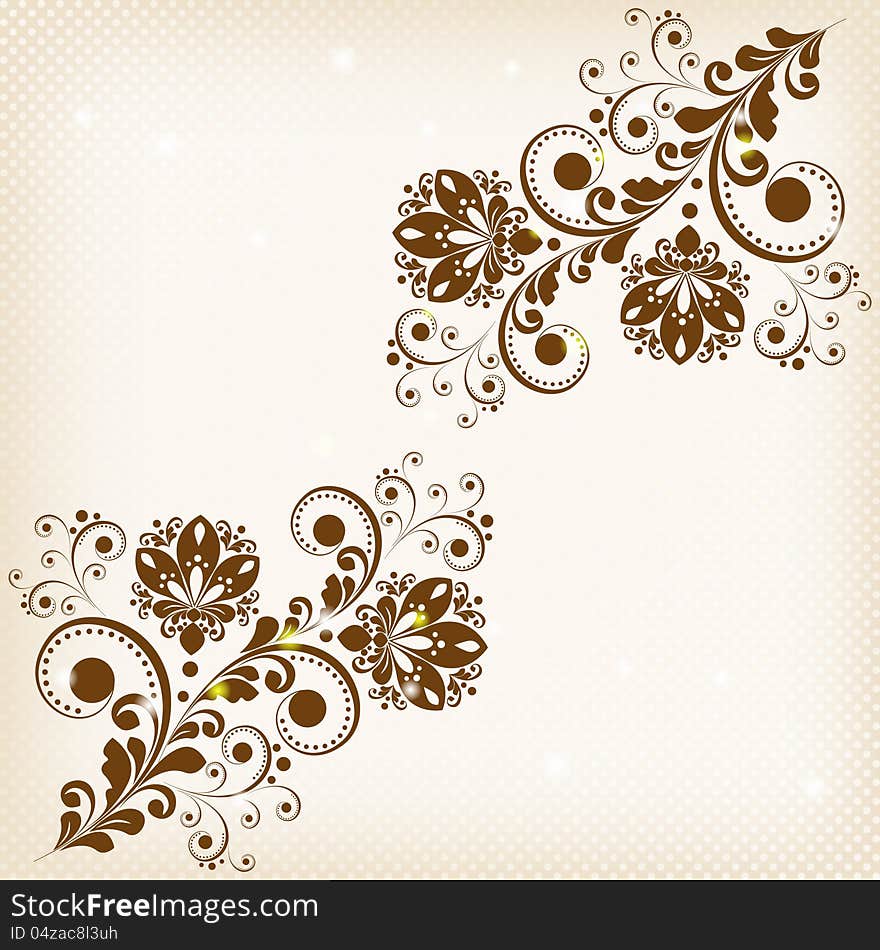 Vector vintage floral background with decorative flowers for design