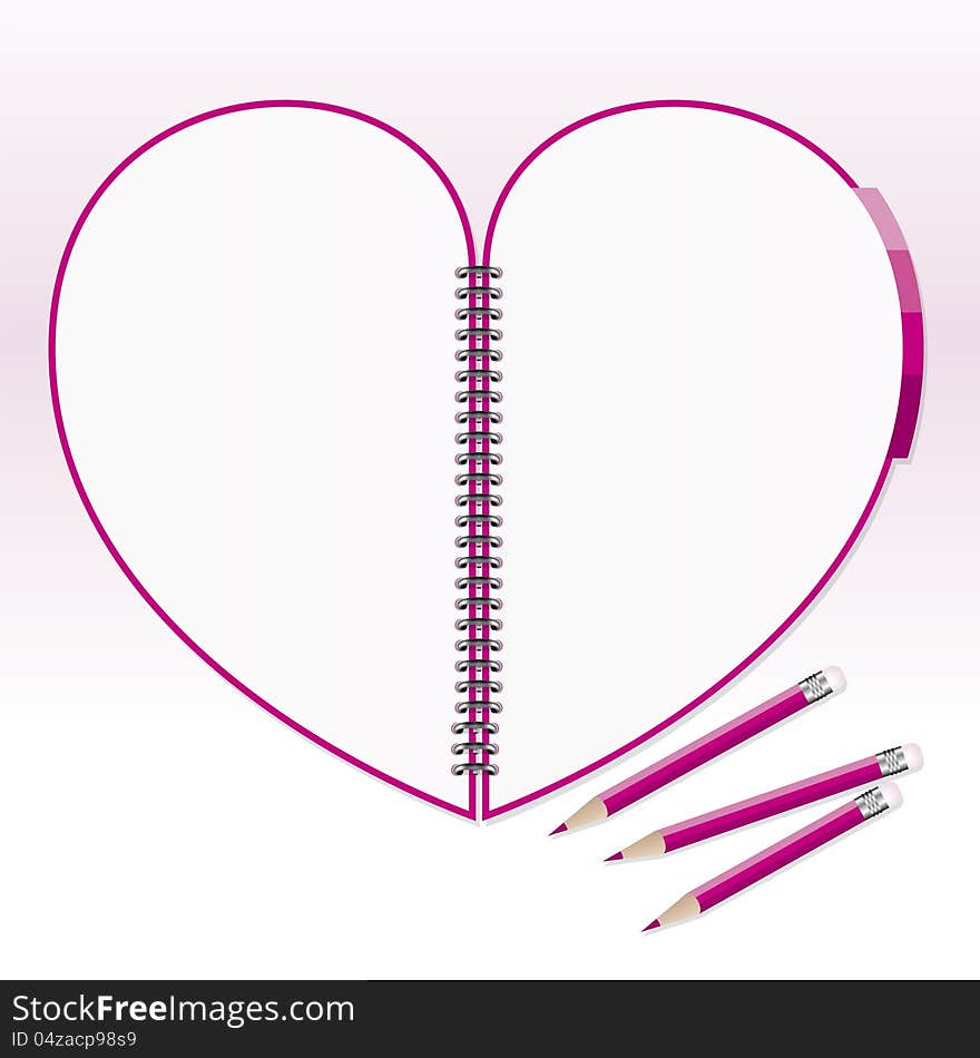 Heart Note Paper With Pencil