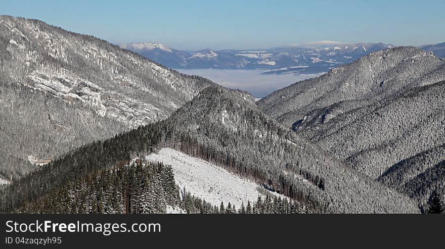 View from Chopok - hill in Low Tatras mountains, Slovakia