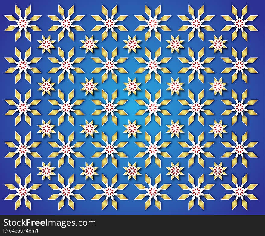 Blue background of golden Christmas Star