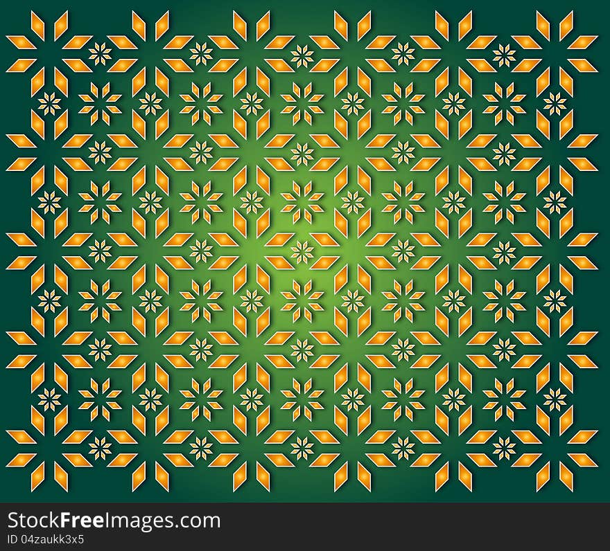 Green Background Of Golden Christmas Star