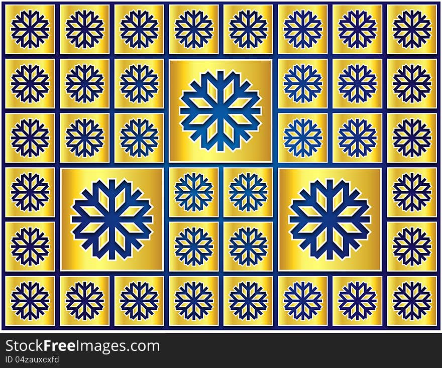 Christmas Blue And Gold Snowflakes