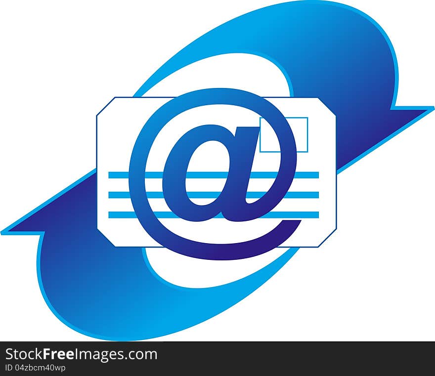 Email Icon, Blue Color, Isolated Background