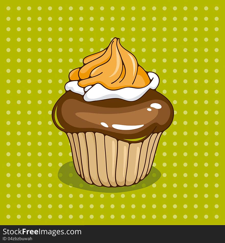 Cupcake, sweet dessert, vector illustration