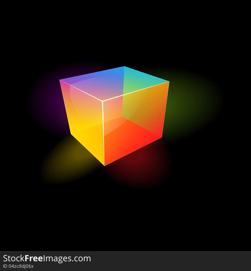 Vector illustration of a color glass cube. Vector illustration of a color glass cube