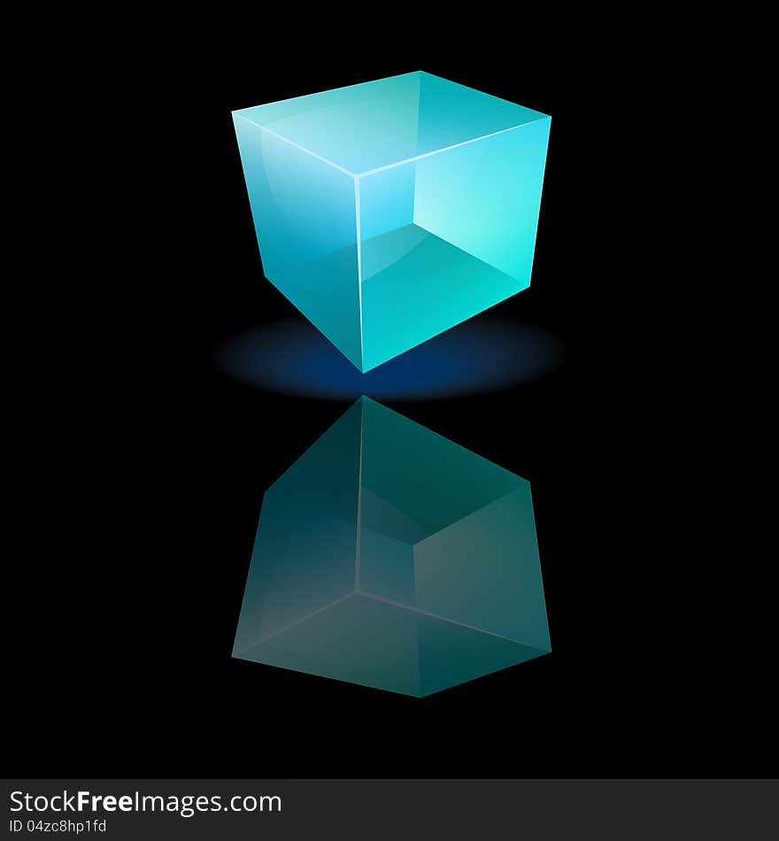 Vector illustration of a blue glass cube. Vector illustration of a blue glass cube